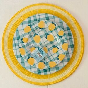 The Spring Shop Lemon Plaid Party Plates Dishes placemat set